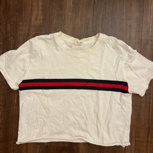 Cotton Cropped Brandy Melville Tee With Stripes - Picture 1 of 3